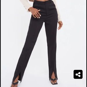 Tall Black Split Front Fitted Pants